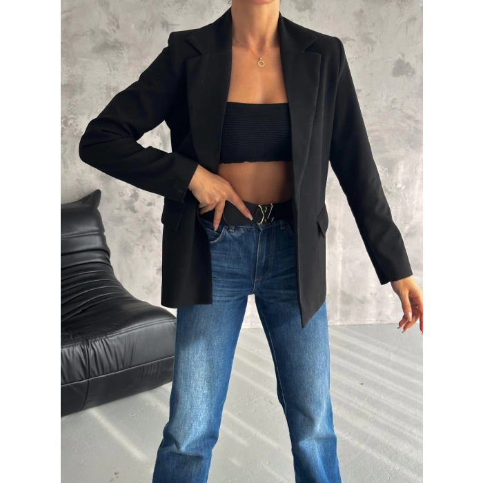 Kadın Tek Düğmeli Şık Poliviskon Ceket