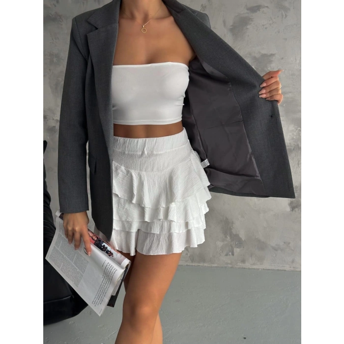 Kadın Tek Düğmeli Şık Poliviskon Ceket