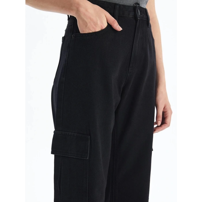 Kargo cep jeans pantolon siyah