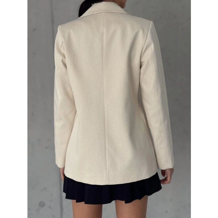 Kolu Çizgili Keten Kadın Ceket