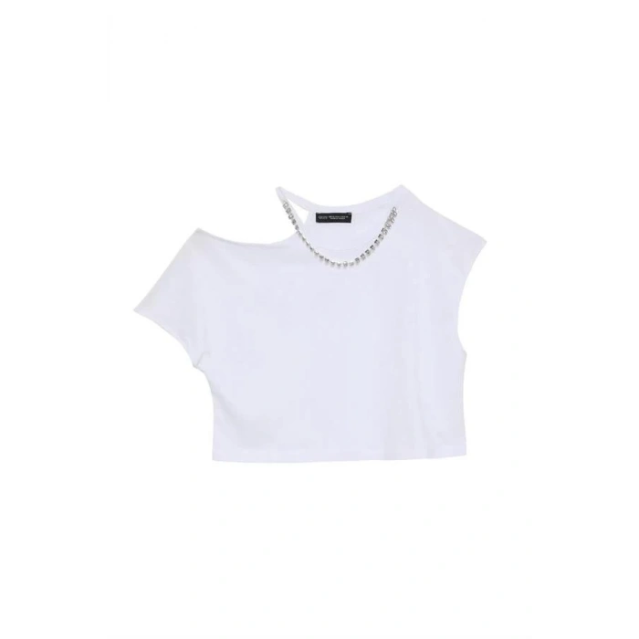 Kolye Detaylı Dekolteli Bluz