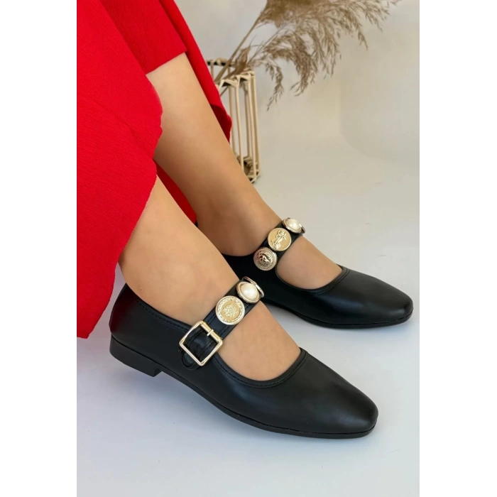 Koope Siyah Cilt Babet Ayakkabı