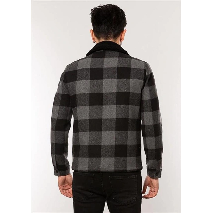 Kürklü Yaka Ekose Ceket