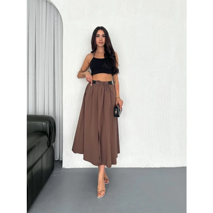 Kuş Gözlü Papırtaç Detaylı Yüksek Bel Şık Kadın Etek – Yeni Sezon