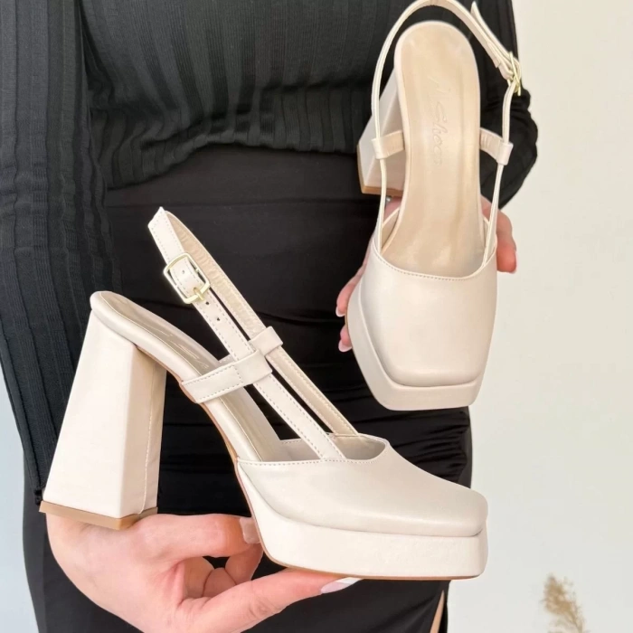 Mety Bej Cilt Topuklu Ayakkabı