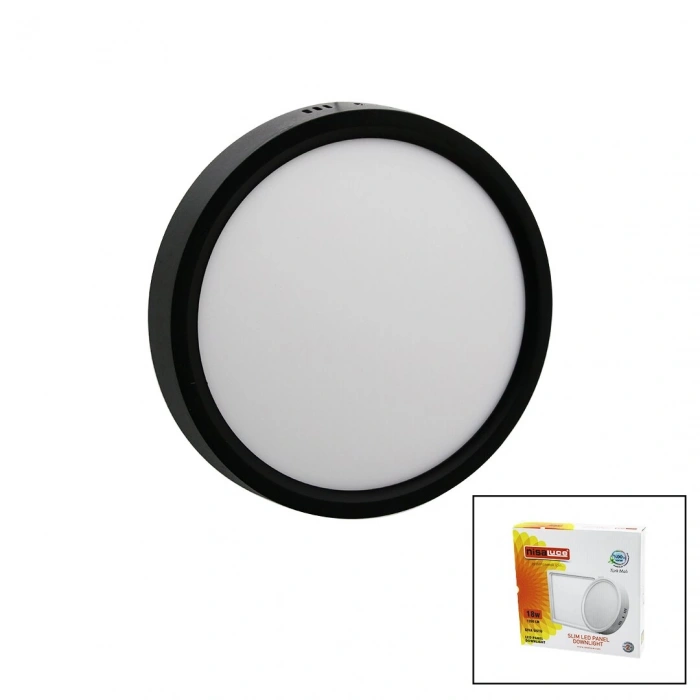 Nisaluce Epl-18sü 18w Siyah Metal Kasa Sıva Üstü Yuvarlak Led Slim Panel 1260lm Beyaz=6500k 30.000 Saat Ömür