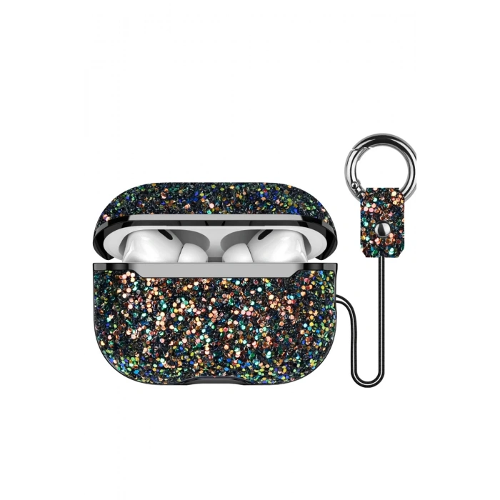 Onegif Airpods 3 (3.nesil) Bright Simli Airpods Kapak - Siyah