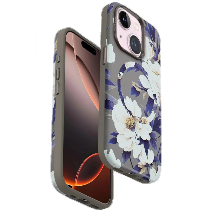Onegif iPhone 15 Flower Series Magsafe Kapak - Gri
