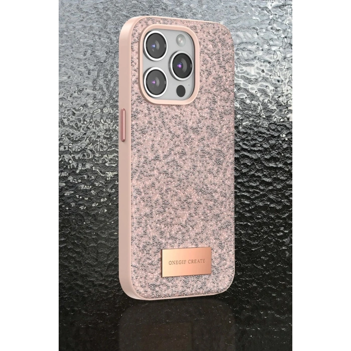 Onegif iPhone 15 Pro Bright Simli Kapak - Derin Mor