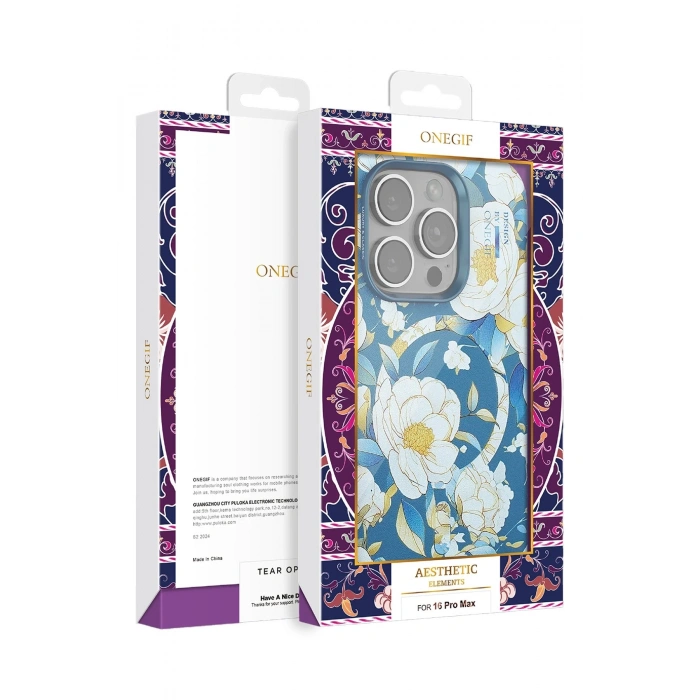 Onegif iPhone 16 Flower Series Magsafe Kapak - Siyah