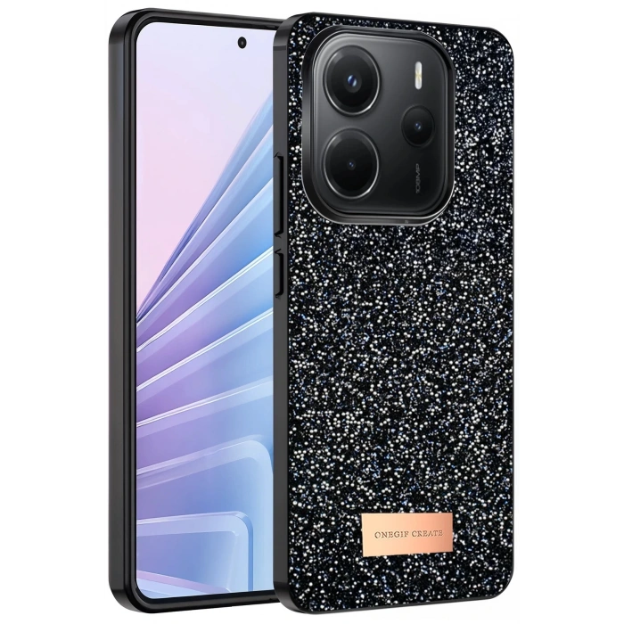 Onegif Xiaomi Redmi Note 14 4G Bright Simli Kapak - Siyah