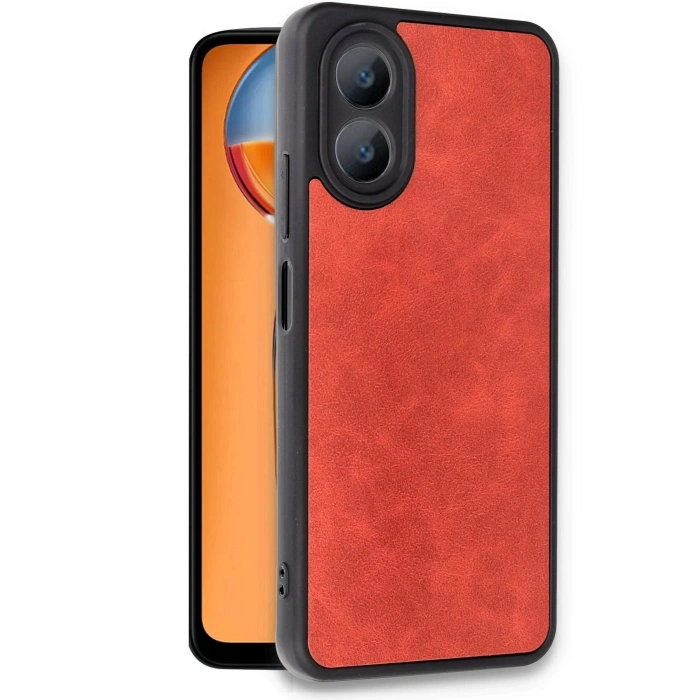 Oppo A38 Kılıf Aras Deri Kapak - Kırmızı