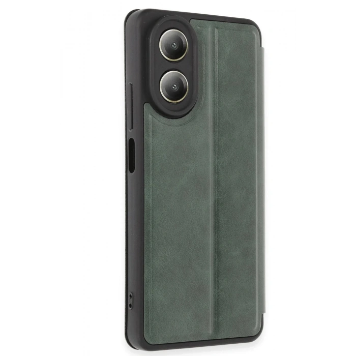 Oppo A38 Kılıf Flip Cover - Koyu Yeşil