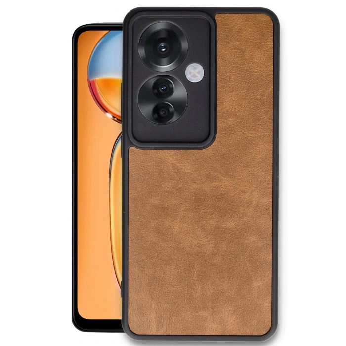 Oppo Reno 11F Kılıf Aras Deri Kapak - Taba