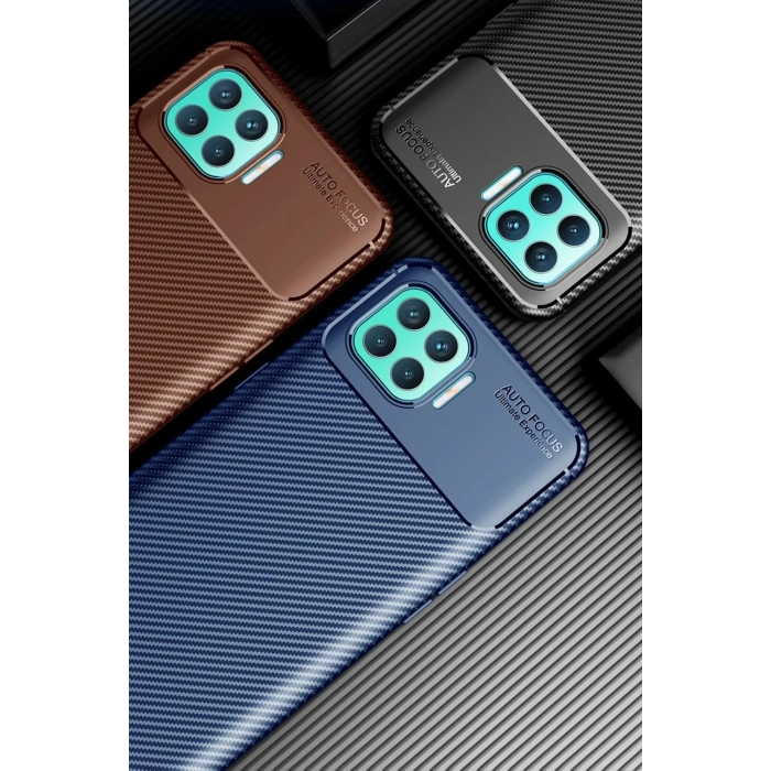 Oppo Reno 4 Lite Kılıf Auto Focus Karbon Kapak - Siyah