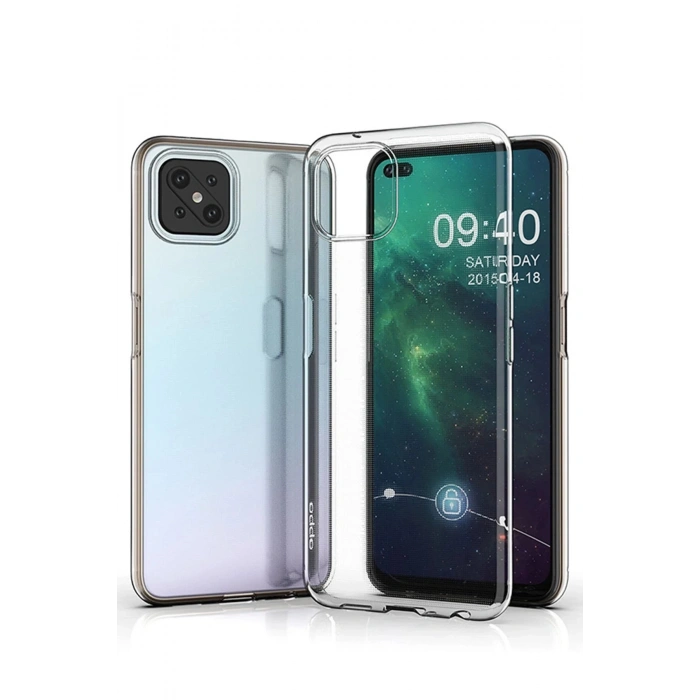 Oppo Reno 4 Lite Kılıf Lüx Şeffaf Silikon - Şeffaf