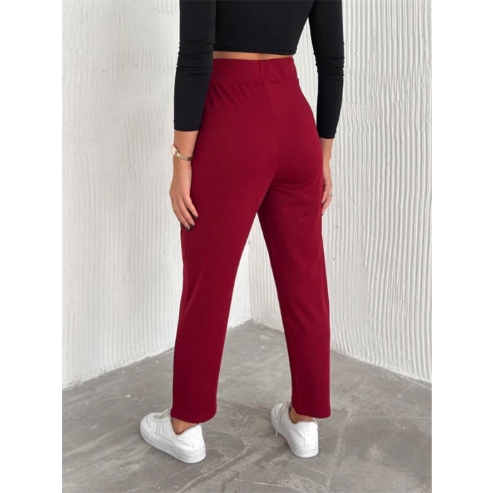 Örme Krep Pantolon Çift Düğmeli