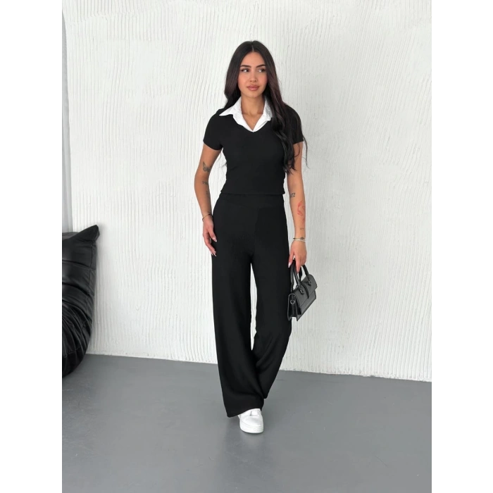 Ottoman kumaş beyaz gömlek yaka takım s4142