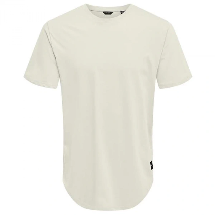 Oval Kesim Erkek T-shirt Bej