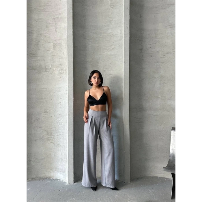 Pileli keten pantolon s255046