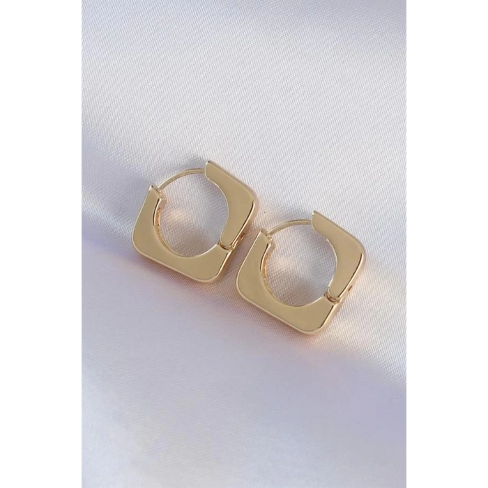Pirinç Gold Renk Kare Küpe