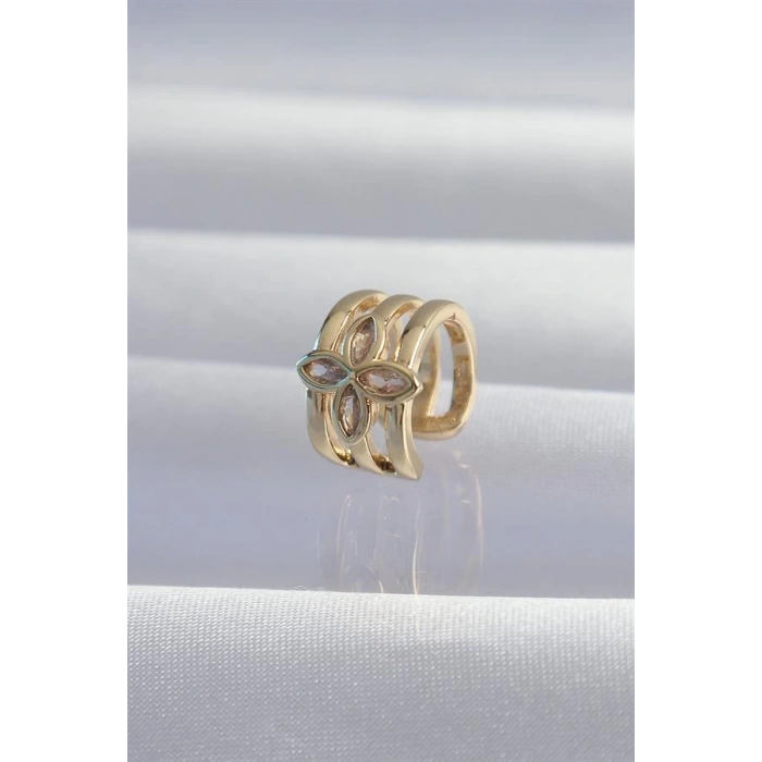 Pirinç Gold Renk Yonca Earcuff Küpe