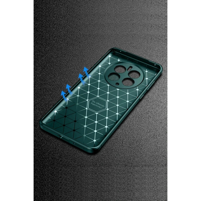 Realme 12 Pro Plus Kılıf Auto Focus Karbon Kapak - Koyu Yeşil