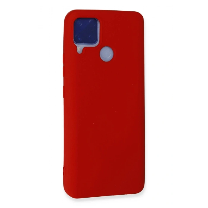 Realme C15 Kılıf Nano içi Kadife Silikon - Kırmızı