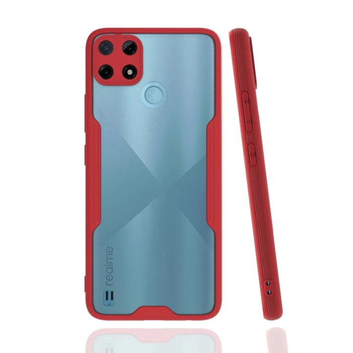 Realme C25Y Kılıf Platin Silikon - Kırmızı