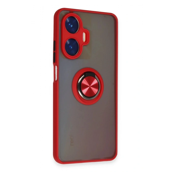 Realme C55 Kılıf Montreal Yüzüklü Silikon Kapak - Kırmızı