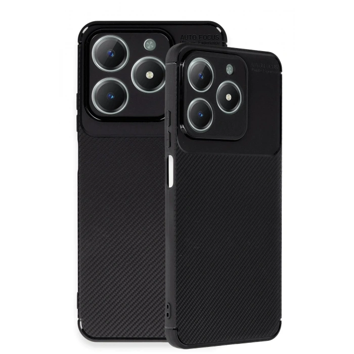 Realme C61 Kılıf Auto Focus Karbon Kapak - Siyah