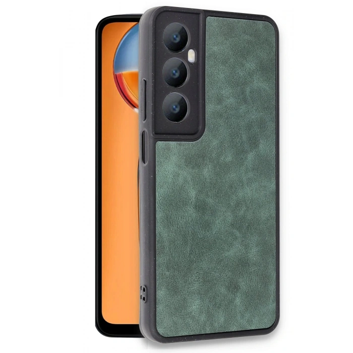 Realme C65 Kılıf Aras Deri Kapak - Koyu Yeşil