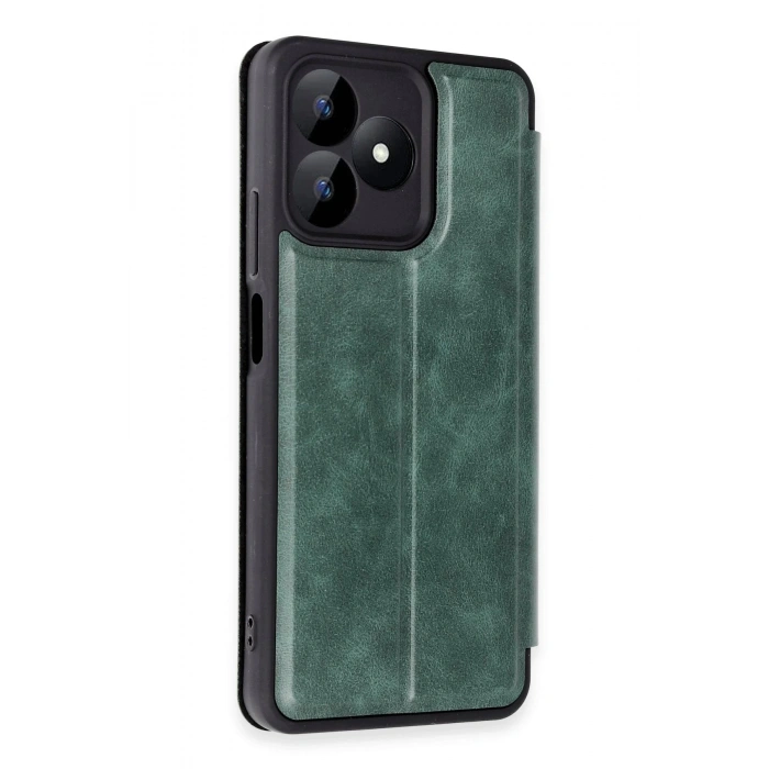 Realme Note 50 4G Kılıf Flip Cover - Koyu Yeşil