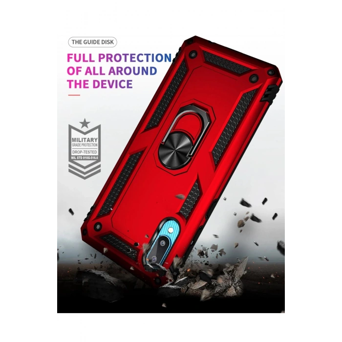 Samsung Galaxy A02 Kılıf Sofya Yüzüklü Silikon Kapak - Kırmızı