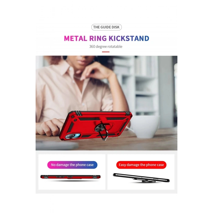 Samsung Galaxy A02 Kılıf Sofya Yüzüklü Silikon Kapak - Kırmızı