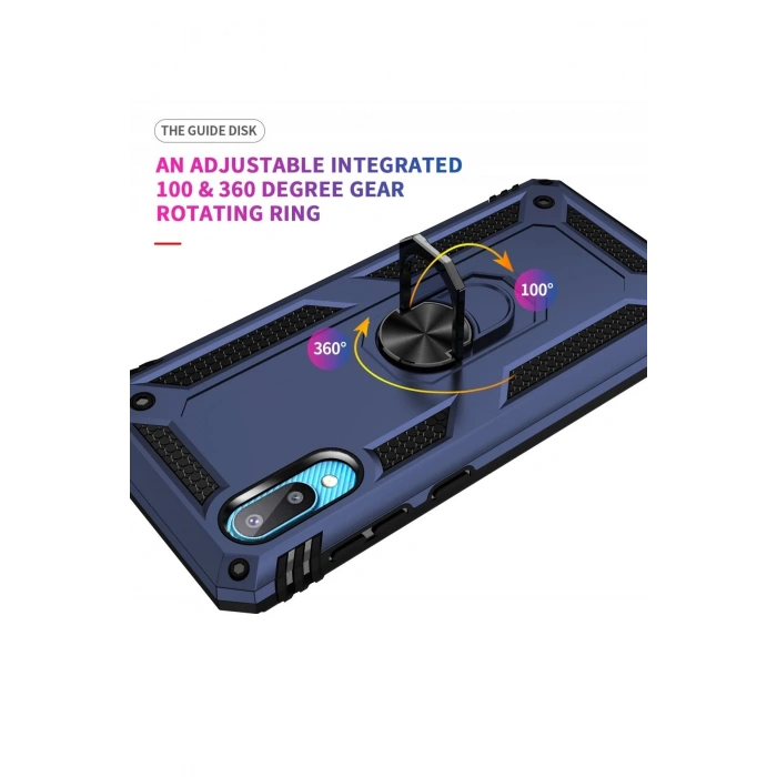 Samsung Galaxy A02 Kılıf Sofya Yüzüklü Silikon Kapak - Lacivert