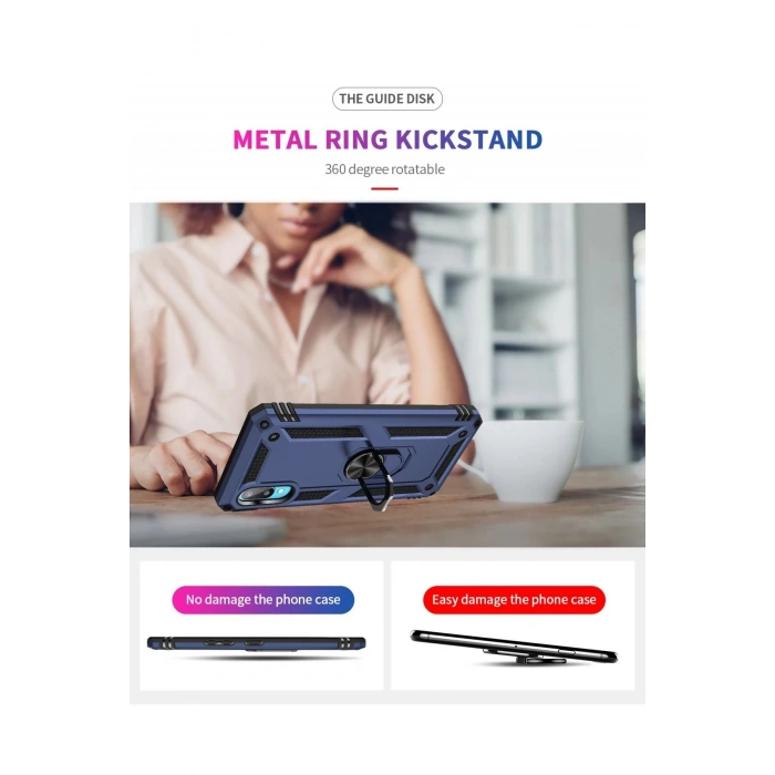 Samsung Galaxy A02 Kılıf Sofya Yüzüklü Silikon Kapak - Lacivert