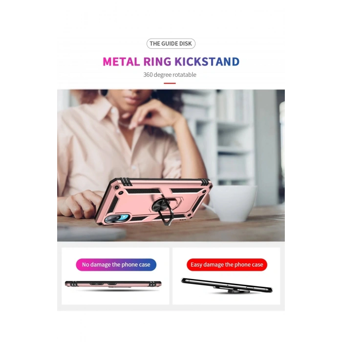 Samsung Galaxy A02 Kılıf Sofya Yüzüklü Silikon Kapak - Rose