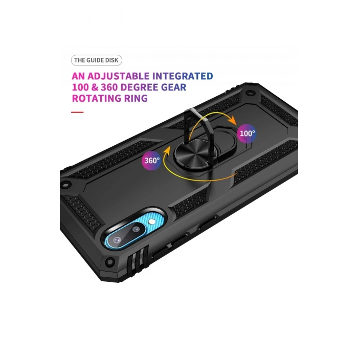 Samsung Galaxy A02 Kılıf Sofya Yüzüklü Silikon Kapak - Siyah