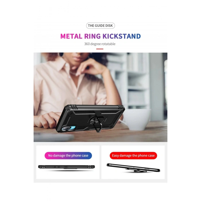 Samsung Galaxy A02 Kılıf Sofya Yüzüklü Silikon Kapak - Siyah