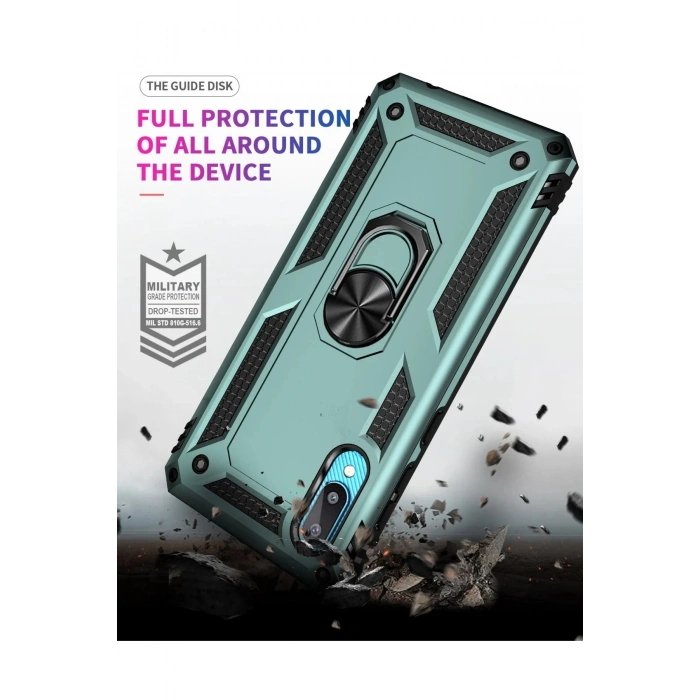 Samsung Galaxy A02 Kılıf Sofya Yüzüklü Silikon Kapak - Yeşil