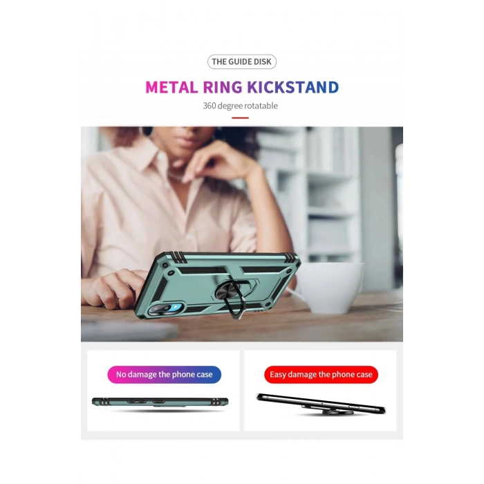 Samsung Galaxy A02 Kılıf Sofya Yüzüklü Silikon Kapak - Yeşil