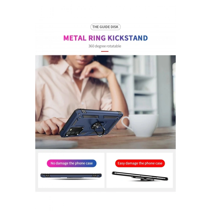 Samsung Galaxy A02S Kılıf Sofya Yüzüklü Silikon Kapak - Lacivert