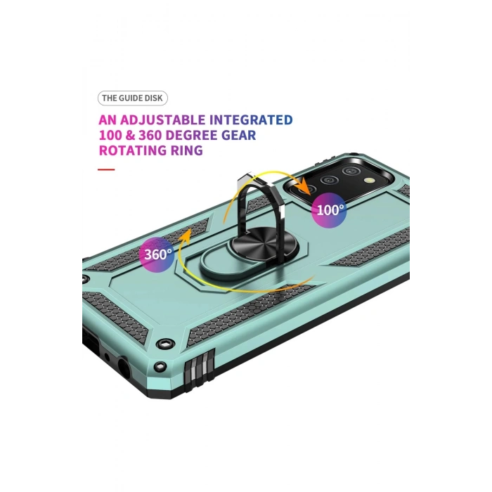 Samsung Galaxy A02S Kılıf Sofya Yüzüklü Silikon Kapak - Yeşil