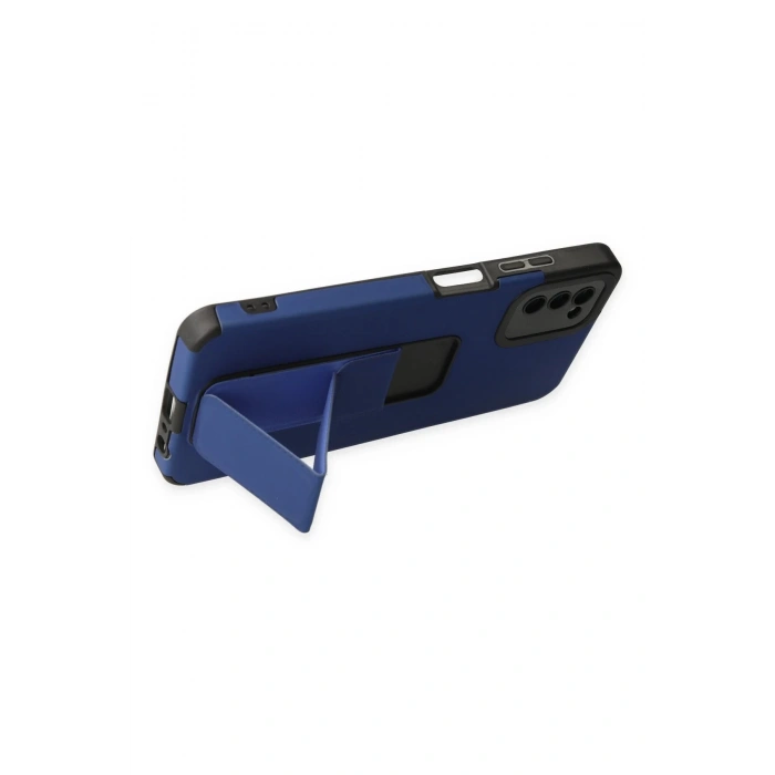 Samsung Galaxy A03S Kılıf Mega Standlı Silikon - Mavi