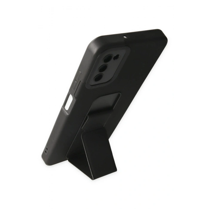 Samsung Galaxy A03S Kılıf Mega Standlı Silikon - Siyah