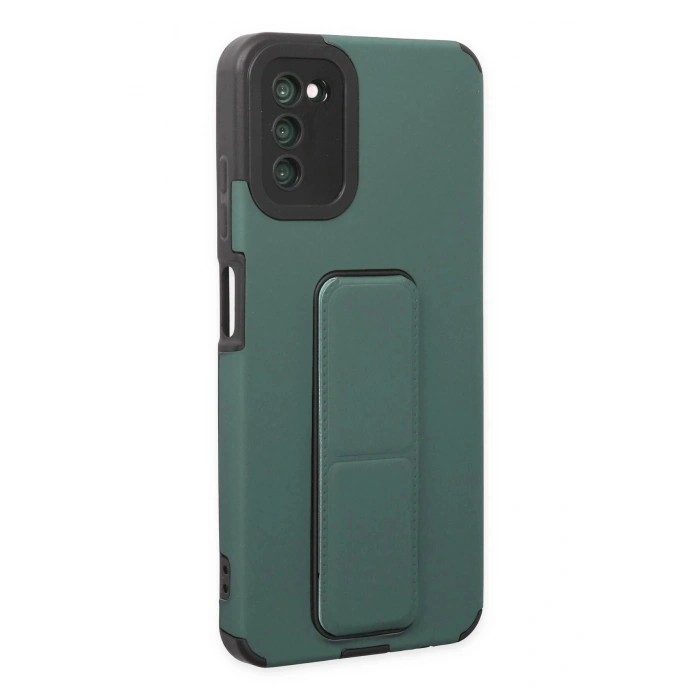 Samsung Galaxy A03S Kılıf Mega Standlı Silikon - Yeşil