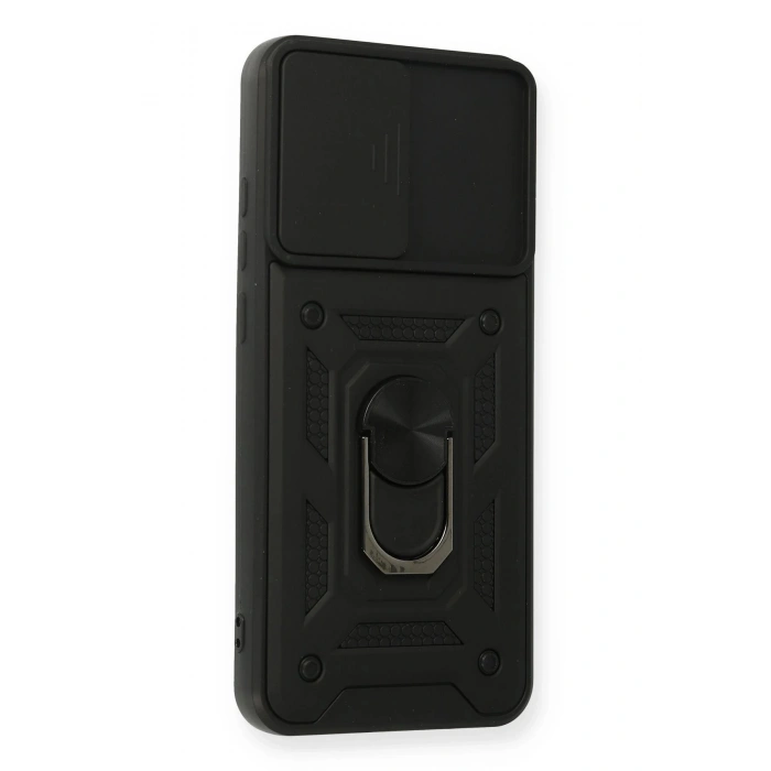 Samsung Galaxy A03S Kılıf Pars Lens Yüzüklü Silikon - Siyah