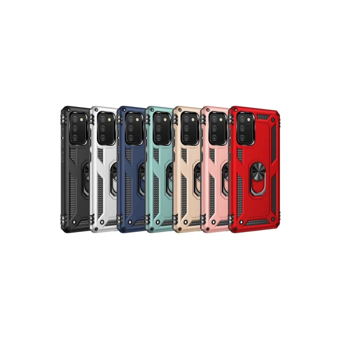 Samsung Galaxy A03S Kılıf Sofya Yüzüklü Silikon Kapak - Rose