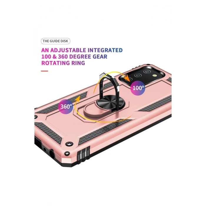 Samsung Galaxy A03S Kılıf Sofya Yüzüklü Silikon Kapak - Rose